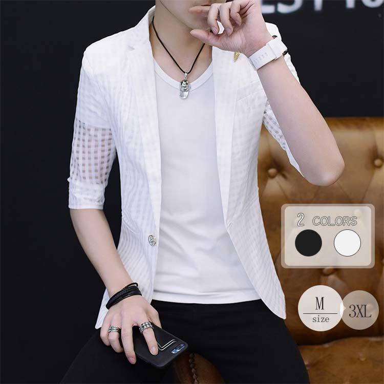 楽天市場 送料無料 テーラードジャケット メンズ ジャケット 七分袖 カジュアルジャケット アウター お洒落 スリム メンズファッション 夏 メンズ ジャケット アウター お洒落 スリム メンズファッション 新作 Suit109 Atarumoop