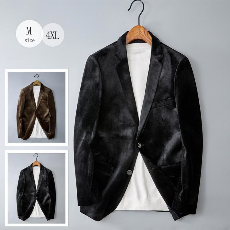 楽天市場 送料無料 メンズ ジャケット テーラードジャケット ショートアウター 春秋服 トップス メンズファッション 長袖 ベルベット パーティー 無地 イベント 着回し 大きいサイズ M 4xl 全2色 ミドルコート シンプル 秋服 ブラック キャメル 高級感 Jk213 Atarumoop