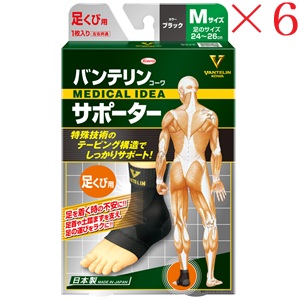 興和新薬 バンテリンコーワ サポーター 足くび専用ふつうサイズ ブラック ×6セット