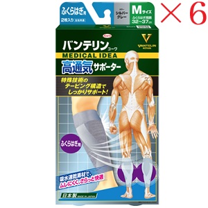 興和新薬 バンテリンコーワ 高通気サポーター ふくらはぎアシストMサイズ シルバーグレー ×6セット