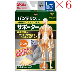 興和新薬 バンテリンコーワ サポーター 足くび専用大きめサイズ シルバーグレー ×6セット