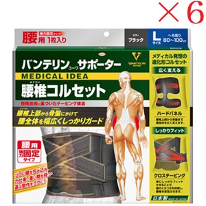 興和新薬 バンテリンコーワ 愛読者 腰椎ガードル 大きめ大きさ 黒いこと ×6書き割り