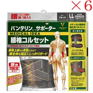 興和新薬 バンテリンコーワ 愛読者 腰椎ガードル ゆったり大きめ大きさ 黒いこと ×6書き割り
