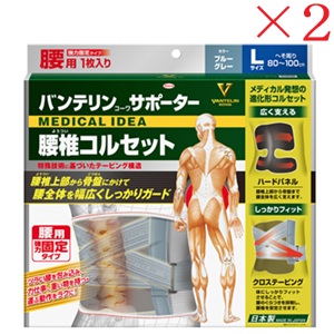 興和新薬 バンテリンコーワ サポーター 腰椎コルセット 大きめサイズ ブルーグレー &times;2セット｜アットビューティー株式会社