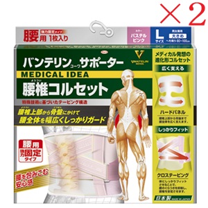 興和新薬 バンテリンコーワ サポーター 腰椎コルセット 大きめサイズ パステルピンク ×2セット|アットビューティー株式会社