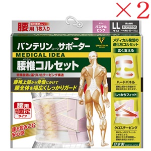 興和新薬 バンテリンコーワ サポーター 腰椎コルセット ゆったり大きめサイズ パステルピンク ×2セット