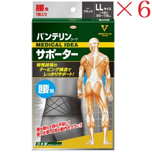 興和新薬 バンテリンコーワ 支持者 腰用ゆったり大きめ大きさ 黒いこと ×6仕掛ける