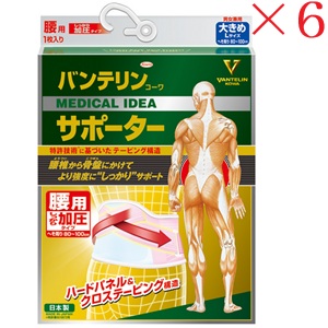 興和新薬 バンテリンコーワ 加圧愛読者 腰用据えつける手合い 大きめ大きさ 淡彩さくら色 ×6書き割り