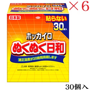 興和新薬 ホッカイロ ぬくぬく日和 貼らない レギュラー 30個 ×6セット