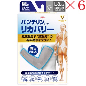 興和新薬 バンテリンコーワ リカバリー アームスリーブ ゆったり大きめサイズ アッシュグレー ×6セット