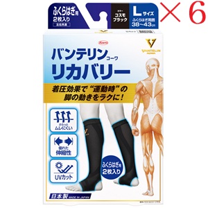 興和新薬 バンテリンコーワ リカバリー カーフスリーブ コスモブラック L ×6セット