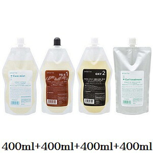 中野製薬 エモルテ ケアミスト 400ml + チオ ソフト 1剤 400ml + 過酸化水素水 2剤 400ml + カールトリートメント 400ml (医薬部外品)
