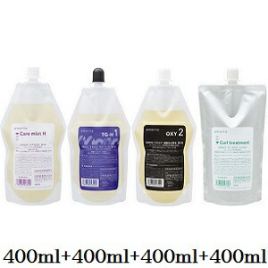 中野製薬 エモルテ ケアミスト ホット 400ml + チオ ハード 1剤 400ml + 過酸化水素水 2剤 400ml + カールトリートメント 400ml (医薬部外品)
