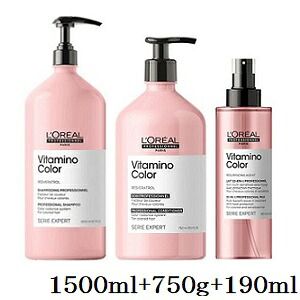 ロレアル セリエ ビタミノカラー シャンプー 1500ml + コンディショナー 750g + ミスト 190ml