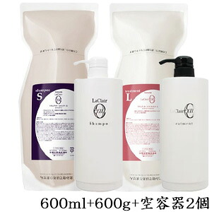 タマリス ラクレア オー シャンプー S 600ml + トリートメント L 600g レフィル 詰替用 [ディスペンサー付]｜アットビューティー株式会社