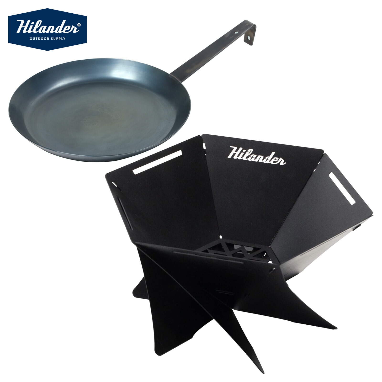 Hilander(ハイランダー) 【お得なセット】六花焚き火フライパン26cm+焚き火台 六花(りっか)Black Edition HCF-012F+HCS-005 14,220円