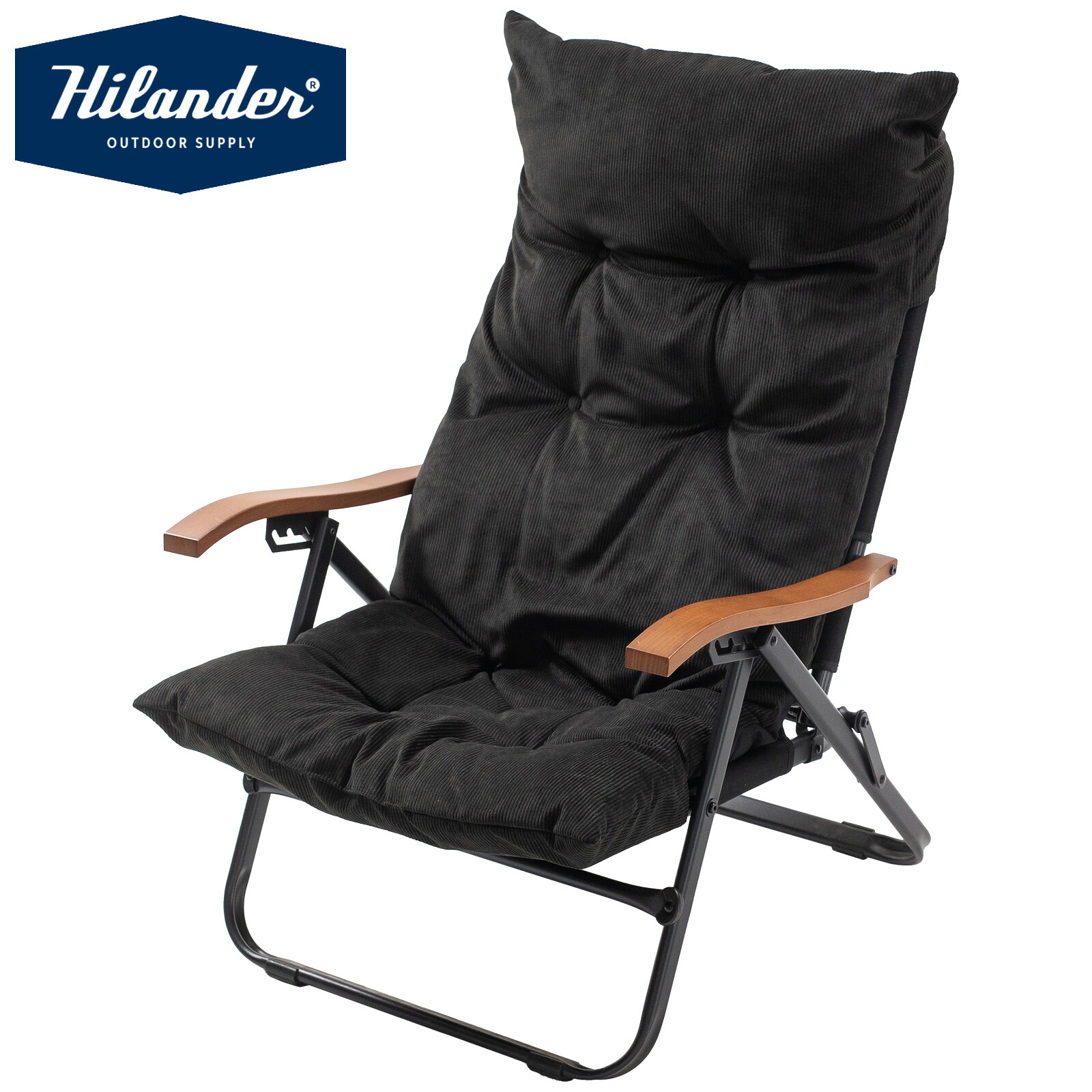 Hilander(ハイランダー) 【お得なセット】クライマックスローチェア2 ST(スチール)+コーデュロイチェアカバー ブラック HCS-007+N-128