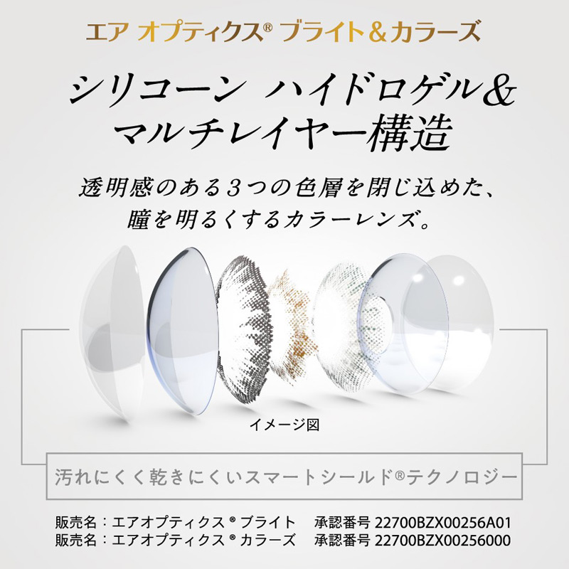 楽天市場 送料無料 エアオプティクス ブライト カラーズ 2箱セット 6枚入 2週間使い捨て 日本アルコン ブライト カラーズ ブラウン ピュアヘーゼル グリーン グレー ブルー カラーコンタクト サークルレンズ カラコン 2week 2ウィーク シリコンハイドロゲル