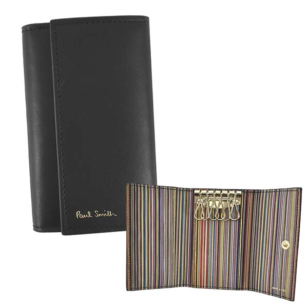 PAUL SMITH キーケース M1A 1981 KSTRGS 79-BLACK ポールスミス Paul Smith キーケース マルチストライプ ブラック