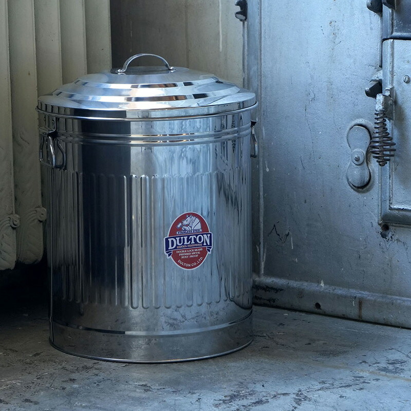 紙くずかご 砂ぼこりボックス席 フタ付 ダルトン ガベージ カン L大きさ 24L ステンレス鋼製 インダストリアル 今めかしい レトロ アンティーク アメリカンヴィンテージ調