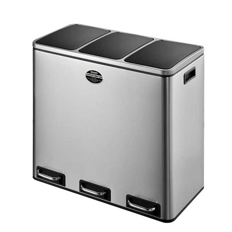 紙くずかご 砂ぼこりボックス席 カテゴリー化 ペダル式 ダルトン 3 区画 壜 54L ステンレス鋼製 上蓋付き添い人 分かりやすい 今めかしい