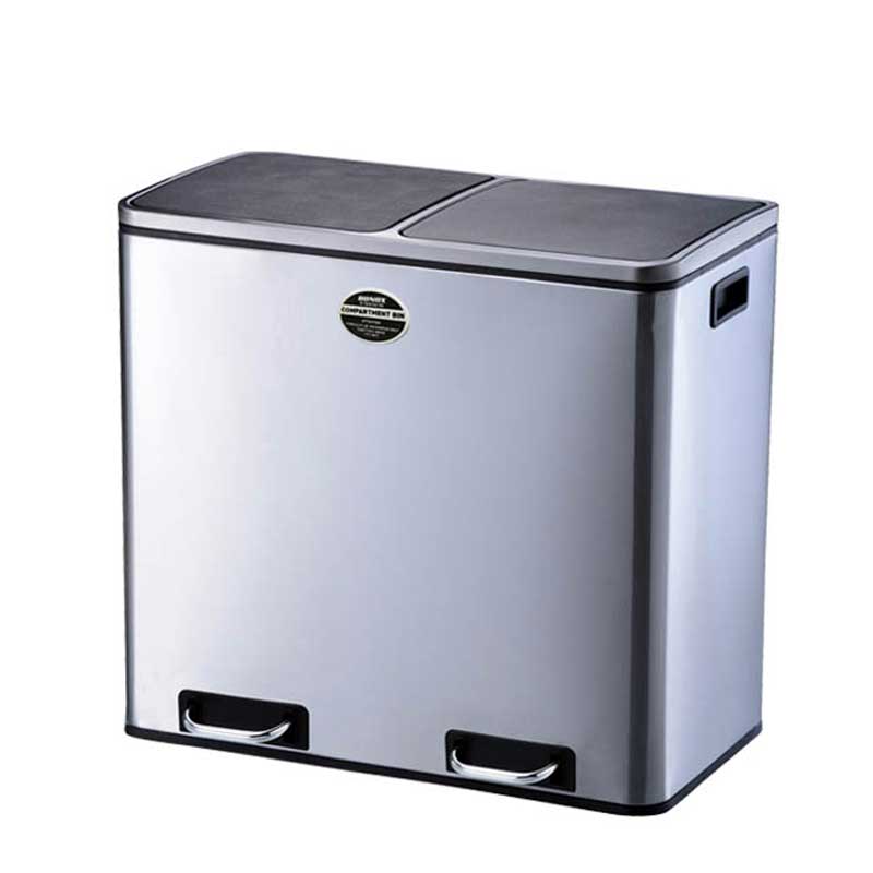 紙くずかご 砂ぼこりボックス席 カテゴリー化 ペダル式 ダルトン 2 区劃 瓶 60L ステンレス鋼製 上部付き添い人 分かりやすい 今めかしい