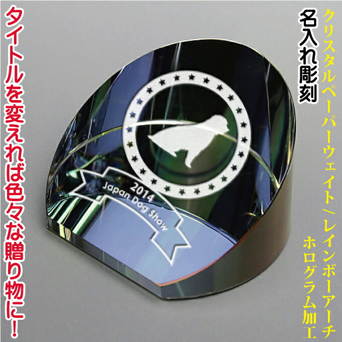 名入れクリスタルペーパーウェイト DW-04 （・・7cm×4）レインボーアーチ 会社表彰 誕生日 記念日 出産祝 新築祝い 開店祝い 周年記念 開業祝 昇進祝 金婚式 銀婚式 表彰状 社内表彰 還暦祝 記念品 退職祝 退職記念 定年退職祝い 感謝状 優勝カップ 父の日 母の日