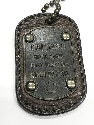 DSQUARED2 プレートネックレス レザーアンティークゴールド