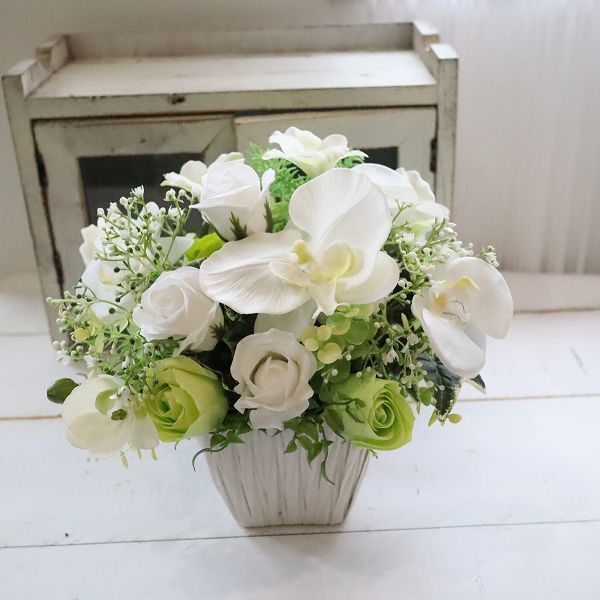 楽天市場 お新盆 お供え フラワーアレンジメント ソープフラワー 直送でお気持ちを届けます 枯れないお花 仏花 手入れ不要 ベルフルール美鈴