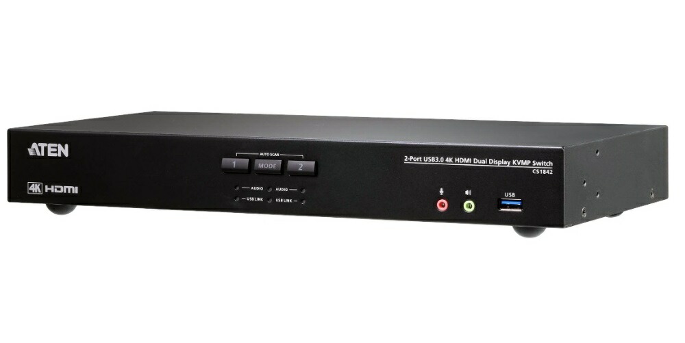 ATEN 2界面 HDMIデュアル見せびらかす KVMP\u0026#8482;取り替えっこ（2界面USB 3.0こしき積み上げる 、4K相応う）【CS1842】【貨物輸送無料】【3年引き受ける】