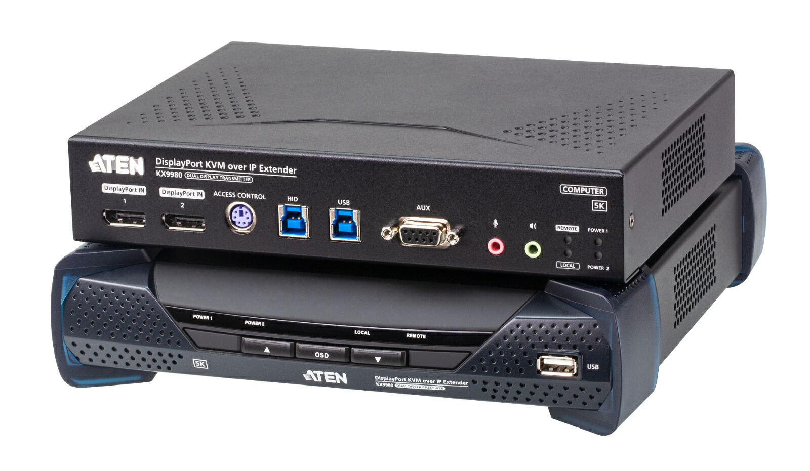 【3年引き受ける】デュアル見せびらかすDisplayPort IP-KVMエクステンダー（5K解像力＆10GbE網状組織相応う）【KX9980】