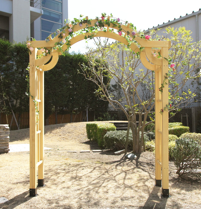 楽天市場 アーチ バラ 木製 ガーデンアーチ イエローシダー モダンラウンドアーチ ワイド ガーデニング 園芸 庭 庭園 エクステリア おしゃれ ローズ アーチ パーゴラ Mwg A1800 Lbr ガーデン ガーデン 楽天市場店