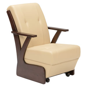 【貨物輸送無料・成し遂げる品】【コタツ女性議長 KOC-7058RB】 こたつ女性議長 キャスター付き添い人 晩ご飯女性議長 チエァ単品ちゃぶ台女性議長 1人掛け 肘付き添い人 裏付き添い人 木製 練りあわせるなめし革