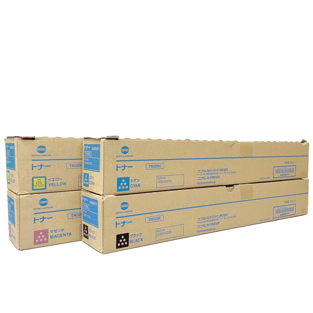 コニカミノルタ 純正トナーカートリッジ TN329 4色セット TN329K TN329C TN329M TN329Y 適合機種：bizhub C250i bizhub C360i インク トナー 純正 トナーカートリッジ インクカートリッジ 【送料無料】 【平日午後4時までにご注文確定なら当日発送致します】｜アットランド店