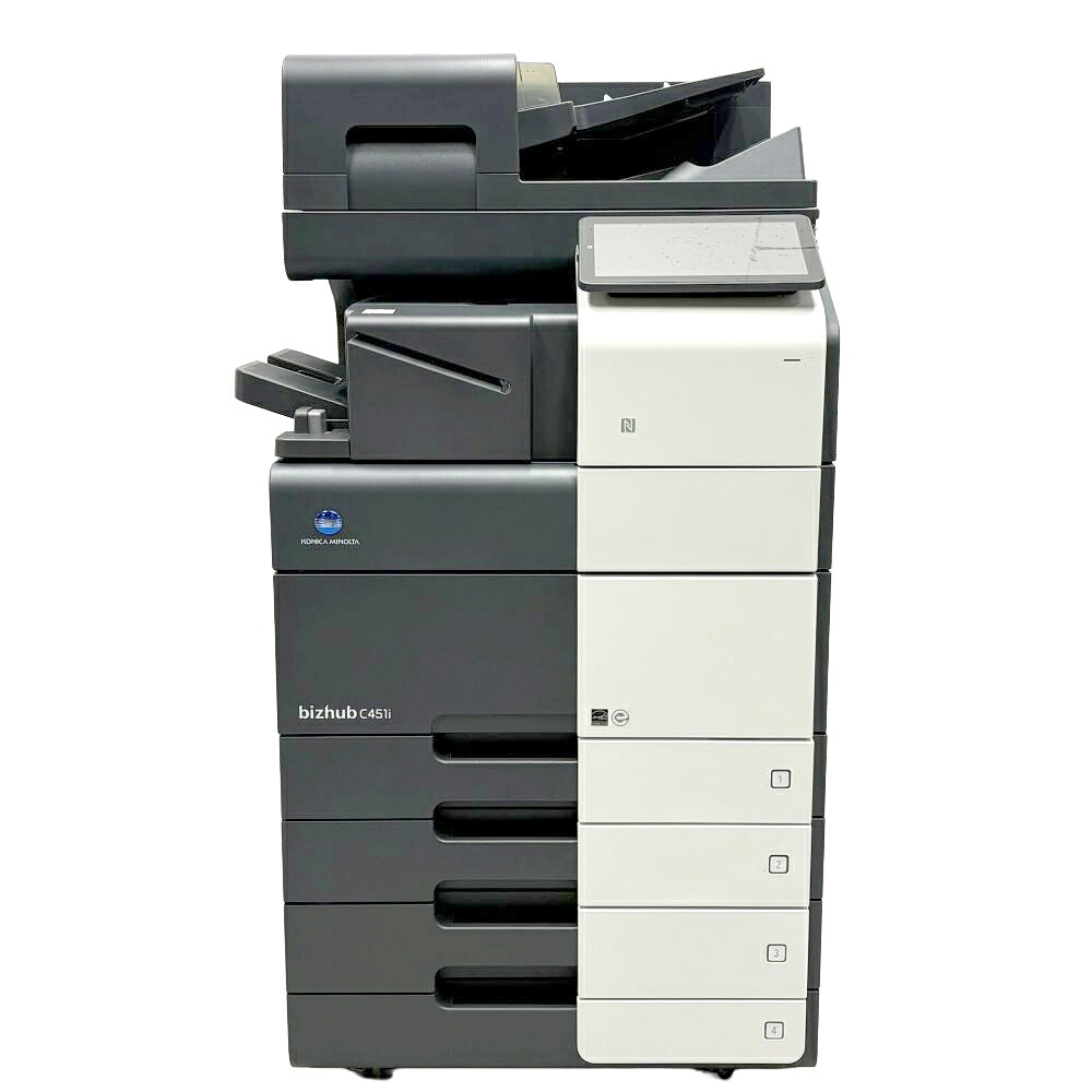 コニカミノルタ カラー複合機 bizhub C451i 2025年製 インナーフィニッシャー付き 毎分45枚ハイグレード機種 カウンタ3,783枚 フルカラー コピー FAX プリンター スキャナー 最大原稿A3 LAN USB カセット4段 手差し 両面コピー 【大型商品発送】【送料別途見積り】【中古】