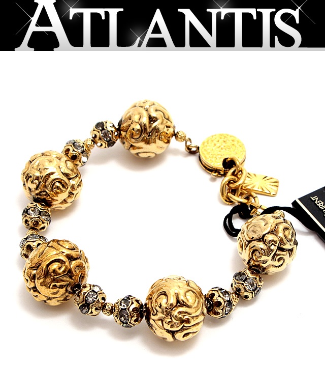 イヴサンローラン　ヴィンテージ　ゴールド ハートモチーフ ブレスレット 希少.美品】 Yves Saint Laurent サンローラン イヴサンローラン