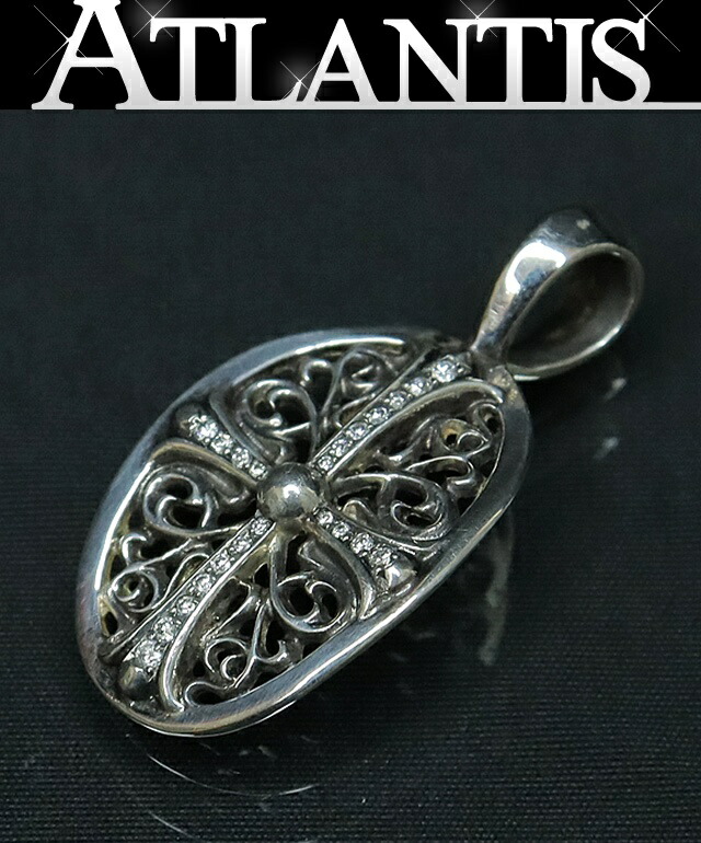 新品　タイニークロスパヴェ　ペンダント　silver925 クロムハーツタイニーCHクロスチャームwithパヴェダイヤモンド