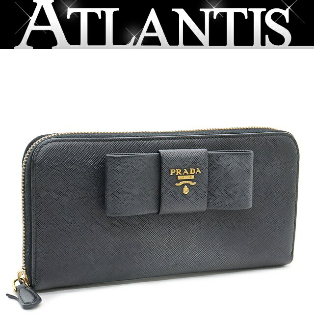 楽天市場】PRADA(プラダ) リボン 長財布 青 ブルー サフィアーノ