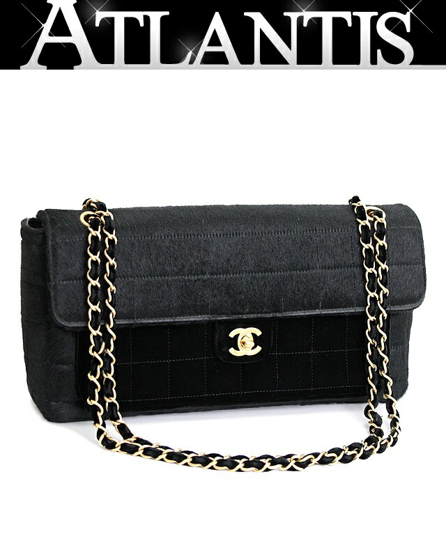 CHANEL シャネル マトラッセ チョコバー ナイロンショルダーバッグ 黒 マトラッセ シャネル CHANEL チョコバー Wチェーンショルダー