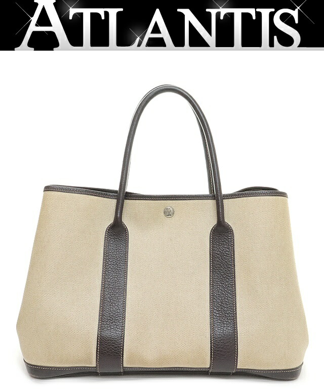 【美品】HERMES エルメス ガーデンパーティ トワルアッシュ　トートバッグ 美品】HERMES エルメス ガーデンパーティ トワルアッシュ トート