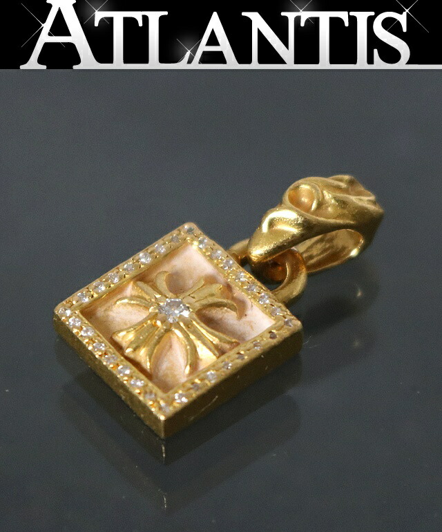 +CHROME HEARTS+ 22K ゴールド ハート チャーム ペンダント クロムハーツ（Chrome Hearts）ペンダント スタック ハート