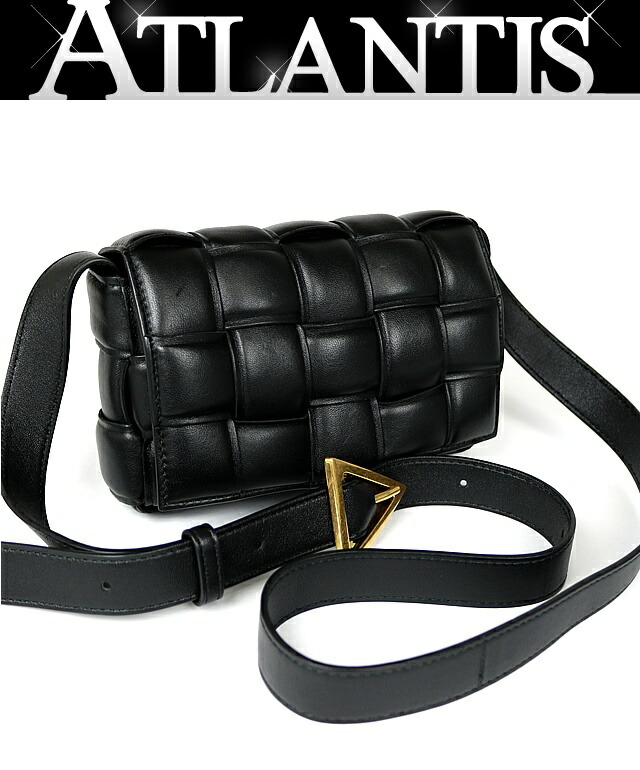 【美品】ボッテガヴェネタ イントレチャート メッセンジャーバッグ A4可 黒 希少♡A4♡ボッテガヴェネタ イントレチャート フラップ レザー