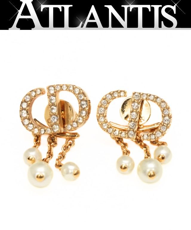 楽天市場】美品 ディオール Dior パール フープピアス ゴールド