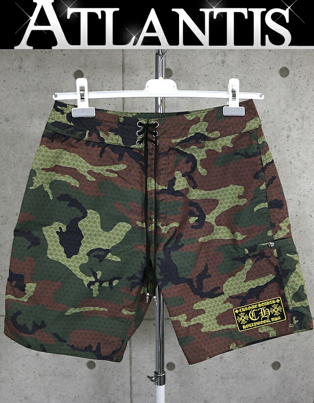 CHROME HEARTS 銀座店 クロムハーツ 新品 合鴨柄 スイムショーツ 二分の一ズボン下 メンズ 32in カーキ系 101403