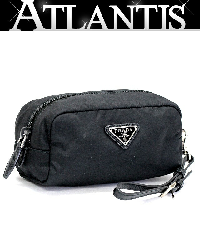 楽天市場】プラダ PRADA Re-Nylon 三角ロゴ ミニポーチ 黒 ナイロン