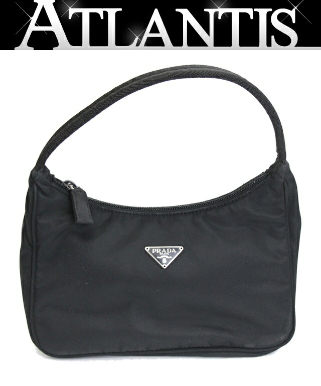 【未使用級】PRADA アクセサリーポーチ ハンドバッグ ブラック NERO 黒 PRADA ナイロン ミニバッグ ハンドバッグ アクセサリーポーチ ブラック