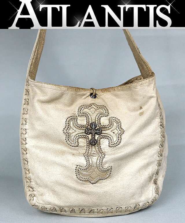 CHROME HEARTS 銀座店 クロムハーツ SALE フィリグリークロス ショルダーバッグ なめし革 しろがね色 SV925 メンズ ゴールド 101294