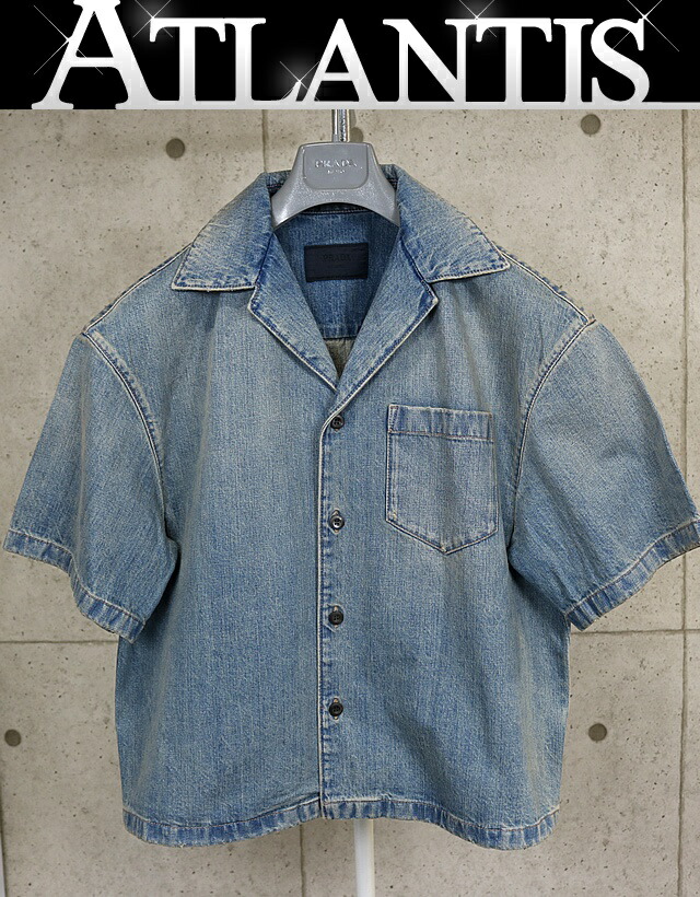 【美品】プラダ　PRADA 半袖デニムジャケット PRADA（プラダ） デニムシャツ GEC067 10GG メンズ 半袖
