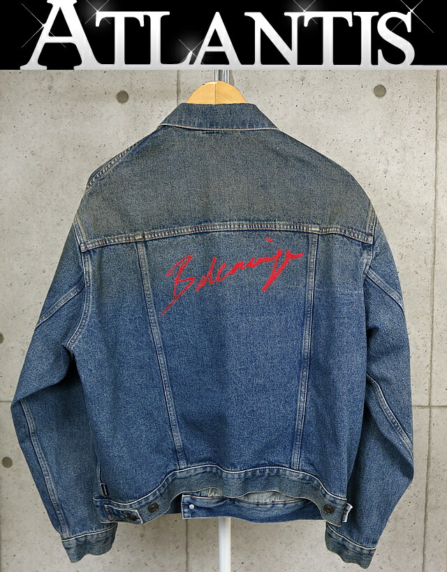BALENCIAGA 銀座店 バレンシアガ ロゴタイプ ジーンズ 上衣 メンズ size:46 青色 101459