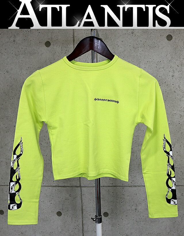 楽天市場】CHROME HEARTS CROP TOP LONG SLEEVE T-SHIRT FLAME BLACK